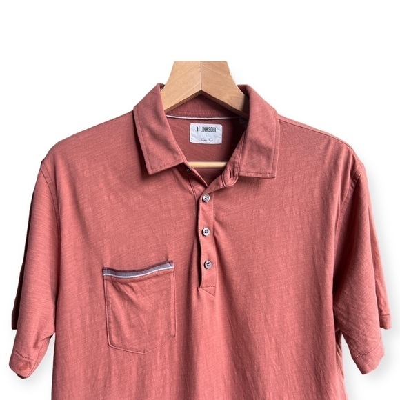 Linksoul Men’s Hopper Knit Polo Rust Color Golf Polo Luxury Cotton, Large - Picture 2 of 8